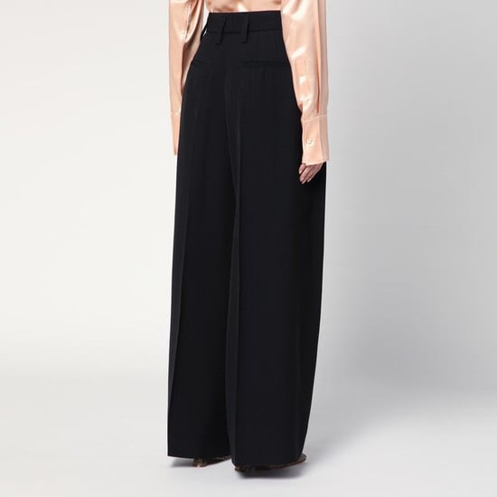 Breite schwarze Hose aus Seidenmischung - Image 2
