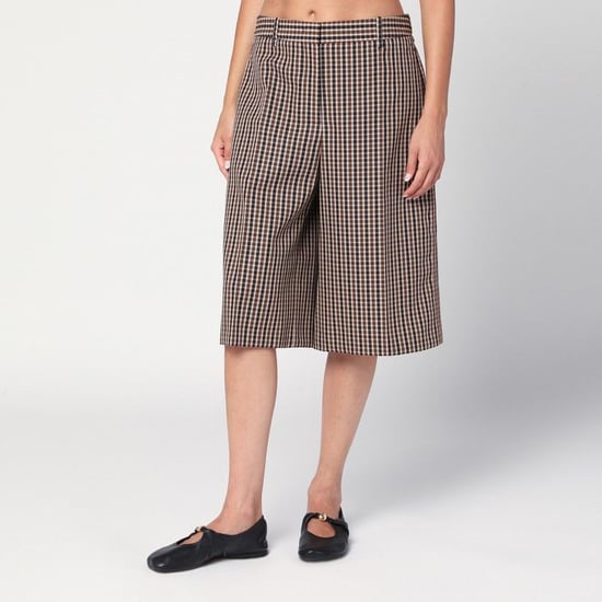 Braune Karomuster-Woll-Bermuda-Shorts - Image 1