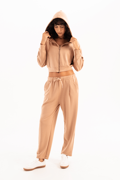 JUSTEVER Oversize Fit Jogginghose für Damen mit elastischem Bund, Tasche und entspanntem Schnitt in Nerz-Optik - Flex - Image 1