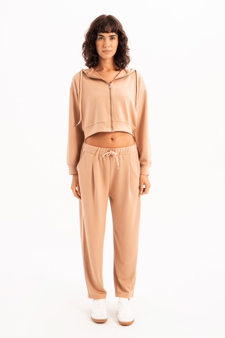 JUSTEVER Oversize Fit Jogginghose für Damen mit elastischem Bund, Tasche und entspanntem Schnitt in Nerz-Optik - Flex - Image 3