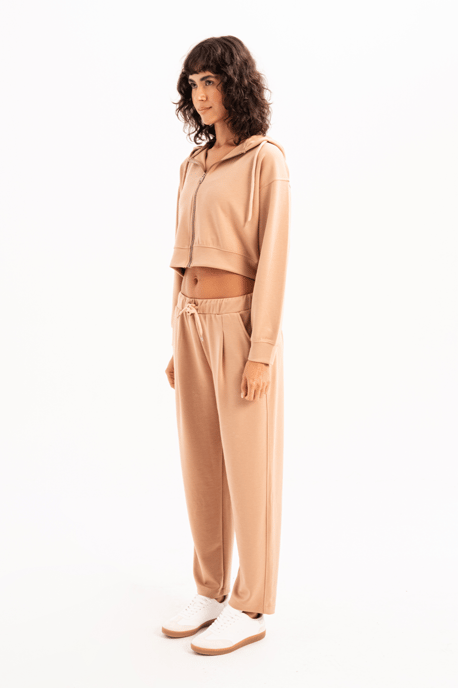 JUSTEVER Oversize Fit Jogginghose für Damen mit elastischem Bund, Tasche und entspanntem Schnitt in Nerz-Optik - Flex - Image 4