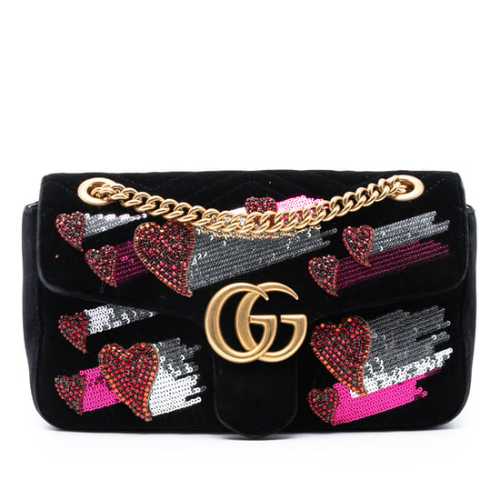 Gebrauchte Mittelgroße Gg Marmont Matelassé Samt Paillettenverzierte Schultertasche - Image 1