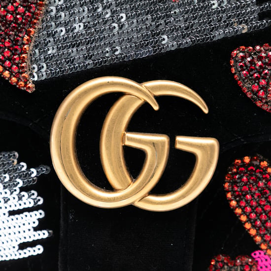 Gebrauchte Mittelgroße Gg Marmont Matelassé Samt Paillettenverzierte Schultertasche - Image 6