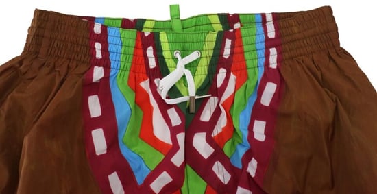 Dsquared2 Bunte abstrakte Design Braun Schwimmen Shorts - Image 3
