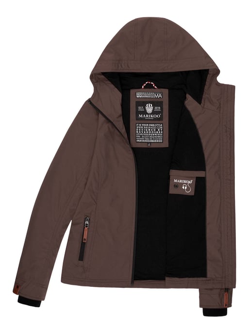 Marikoo Damen Übergangsjacke – Brombeere, leicht mit Kapuze & Kragen - Image 5
