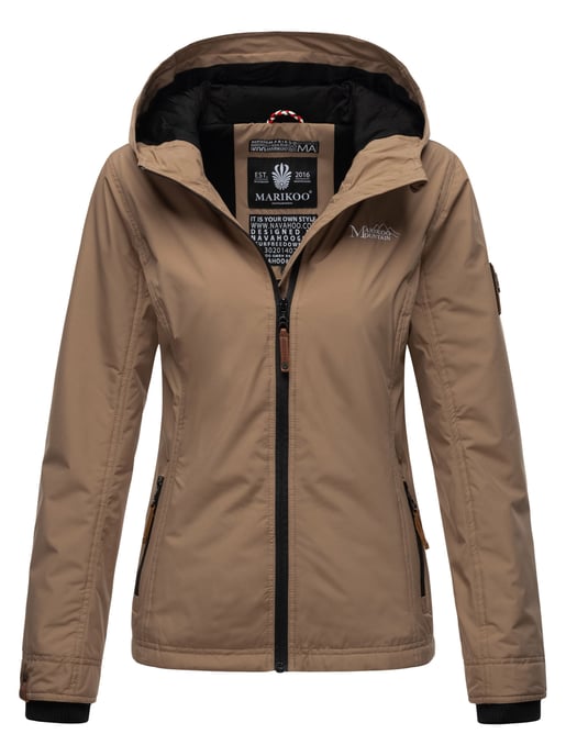 Marikoo Damen Übergangsjacke – Brombeere, leicht mit Kapuze & Kragen - Image 1