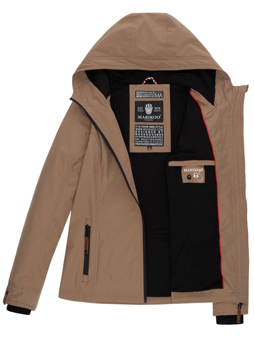 Marikoo Damen Übergangsjacke – Brombeere, leicht mit Kapuze & Kragen - Image 6