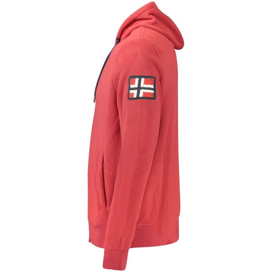 Norwegen 1963 Rotes Polyester Herren Kapuzensweatshirt - Image 3