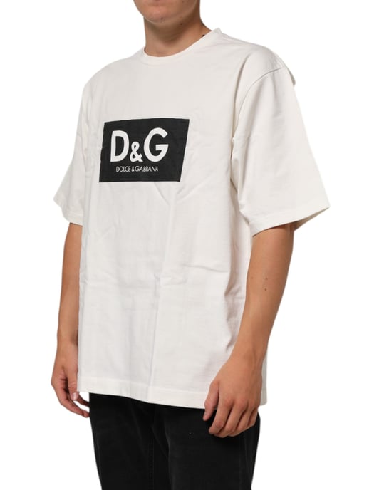 Dolce & Gabbana Weißes Logo-Print Baumwoll T-Shirt mit Rundhalsausschnitt für Herren - Image 3