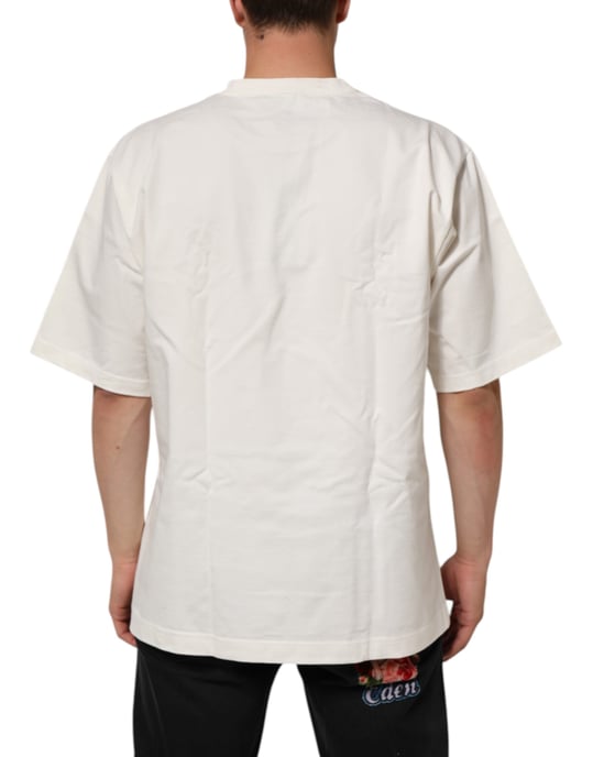 Dolce & Gabbana Weißes Logo-Print Baumwoll T-Shirt mit Rundhalsausschnitt für Herren - Image 4