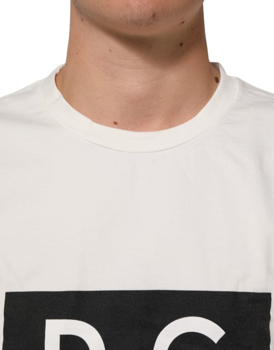 Dolce & Gabbana Weißes Logo-Print Baumwoll T-Shirt mit Rundhalsausschnitt für Herren - Image 5