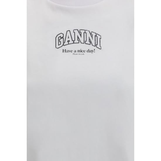 Ganni Weißes Baumwoll-T-Shirt - Image 3
