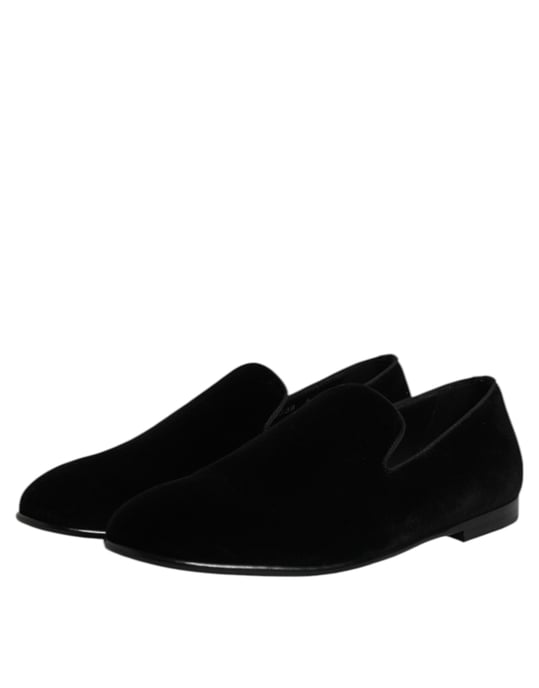 Dolce & Gabbana Schwarze Velvet Slipper Elegante Schuhe - Image 4