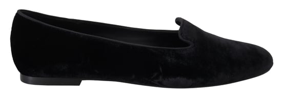 Dolce & Gabbana Schwarze Samt Slipper Loafer Ballerinas Schuhe - Image 1