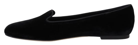 Dolce & Gabbana Schwarze Samt Slipper Loafer Ballerinas Schuhe - Image 2