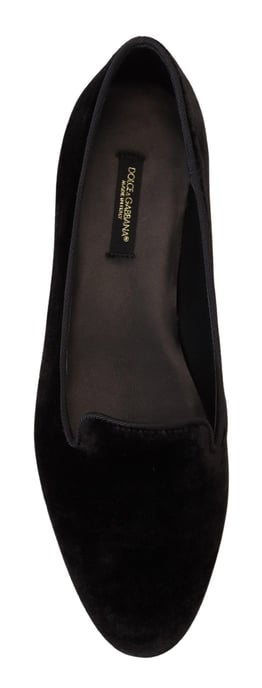 Dolce & Gabbana Schwarze Samt Slipper Loafer Ballerinas Schuhe - Image 3