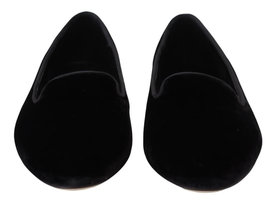Dolce & Gabbana Schwarze Samt Slipper Loafer Ballerinas Schuhe - Image 4