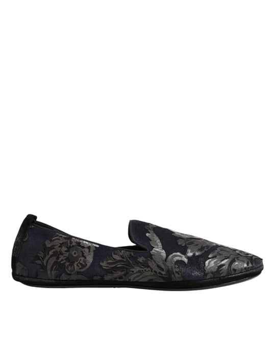 Dolce & Gabbana Schwarze Jacquard-Lederschlupf-Loafer Schuhe - Image 1