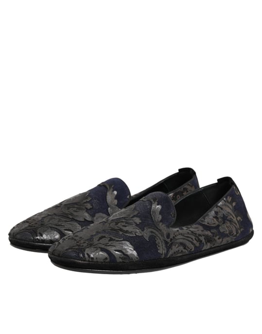Dolce & Gabbana Schwarze Jacquard-Lederschlupf-Loafer Schuhe - Image 4
