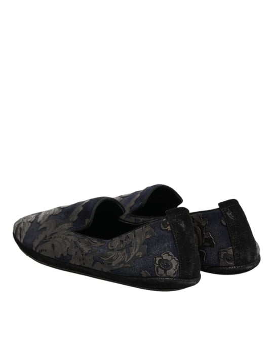 Dolce & Gabbana Schwarze Jacquard-Lederschlupf-Loafer Schuhe - Image 5