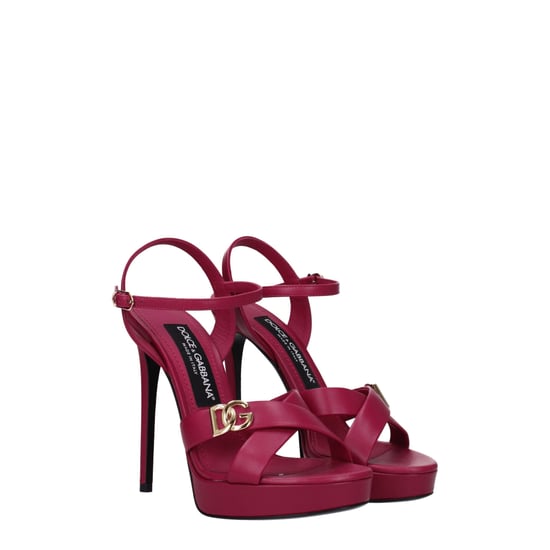 Dolce & Gabbana Pinke Leder Plattform-Sandalen - Image 2