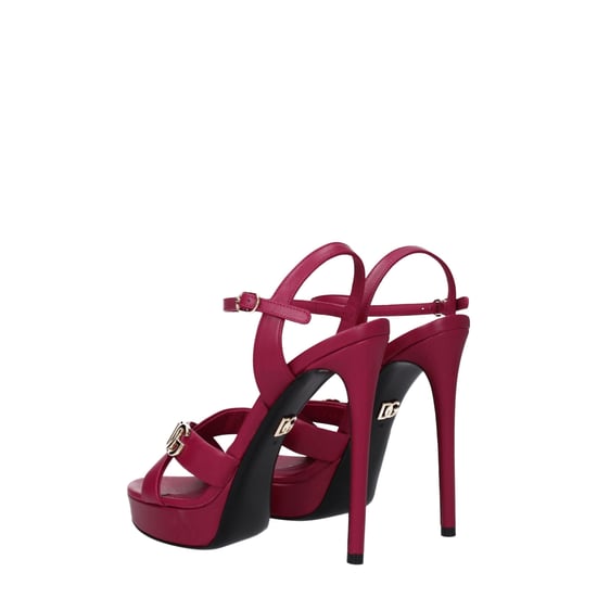 Dolce & Gabbana Pinke Leder Plattform-Sandalen - Image 4