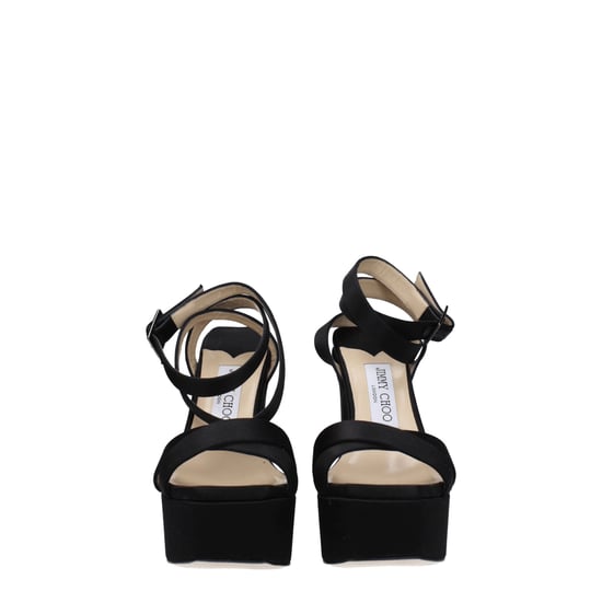 Jimmy Choo Schwarze Satin-Plattform-Sandalen - Image 3