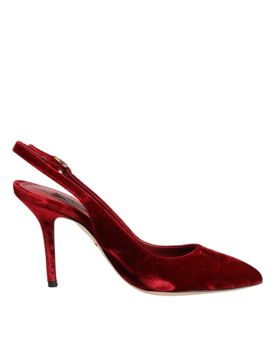 Dolce & Gabbana Rote Wildleder High Heels Slingbacks Sandalen Schuhe - Image 2