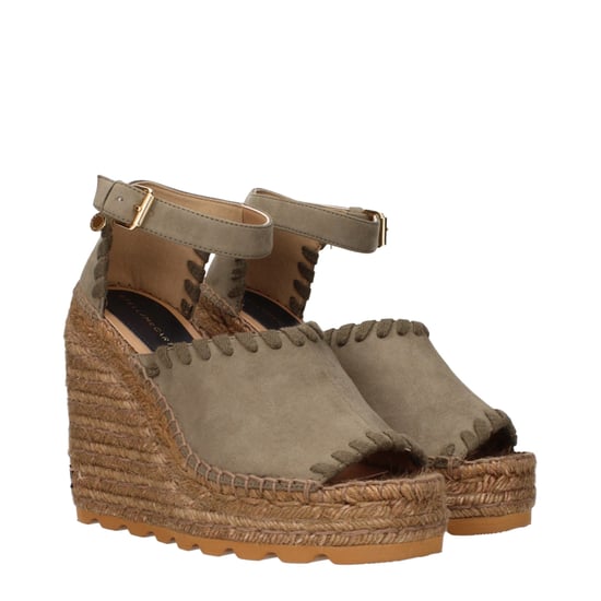 Stella McCartney Grüne Leder Wedge-Sandalen - Image 2