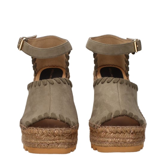 Stella McCartney Grüne Leder Wedge-Sandalen - Image 3