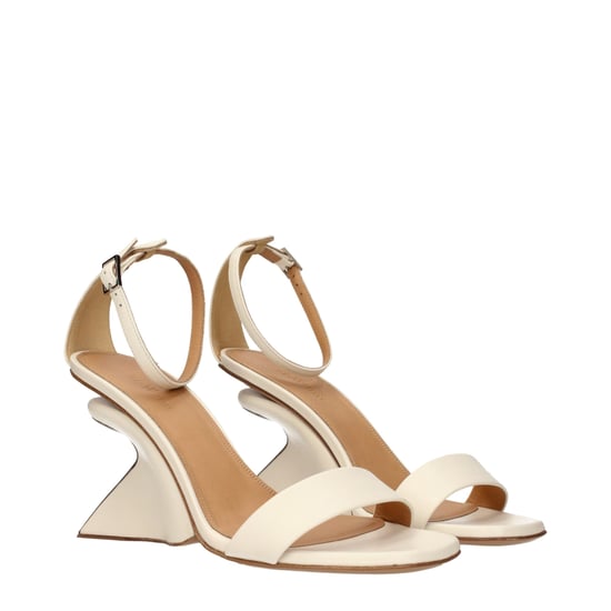 Off-White Beige Leder Plateau-Sandalen - Image 2