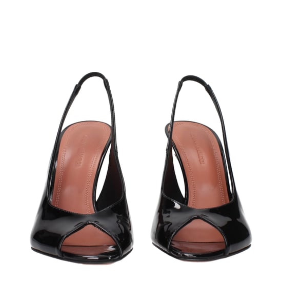 Amina Muaddi Schwarze Leder Stiletto-Heels Sandalen - Image 3