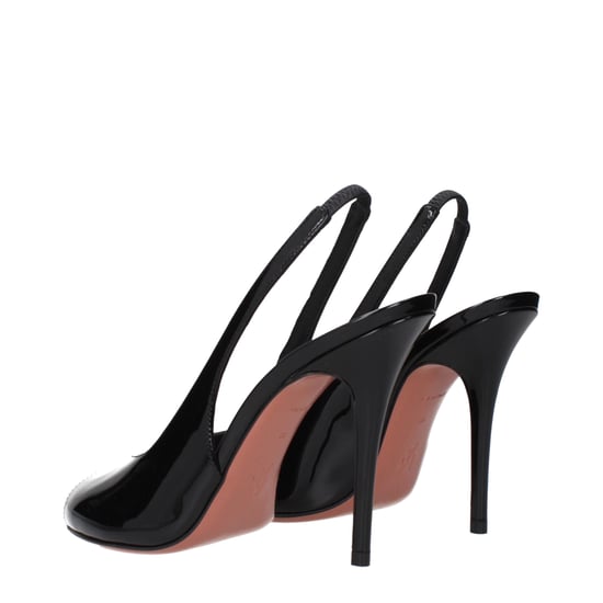 Amina Muaddi Schwarze Leder Stiletto-Heels Sandalen - Image 4