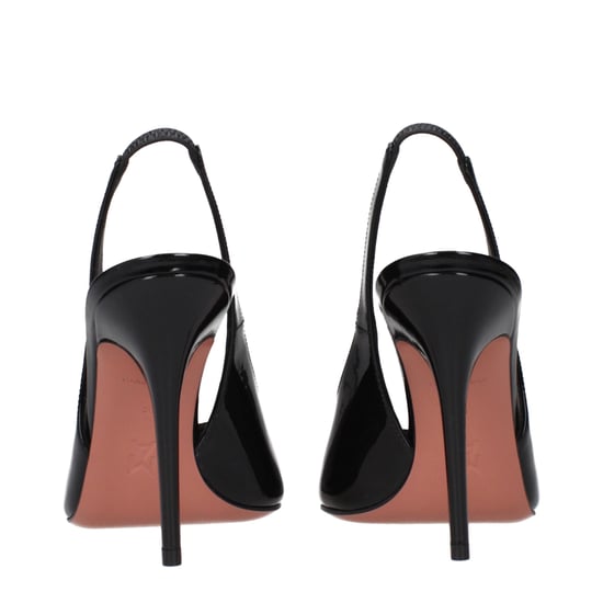 Amina Muaddi Schwarze Leder Stiletto-Heels Sandalen - Image 5