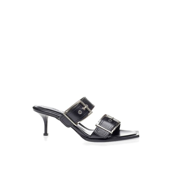 Alexander McQueen Schwarze Leder Stiletto-Absatzsandalen - Image 1