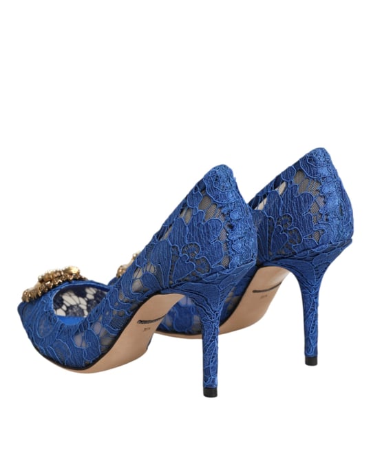 Dolce & Gabbana Blaue Taormina Spitze DEVOTION Pumps Schuhe - Image 6