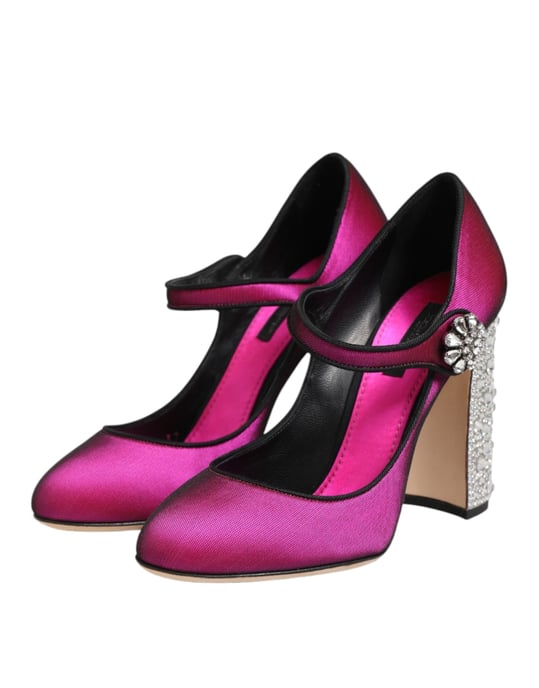Dolce & Gabbana Pink Strass Mary Janes Absatzschuhe - Image 5