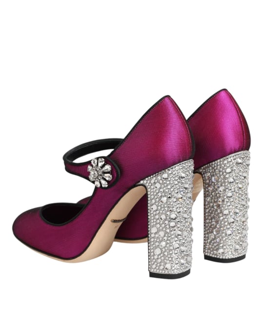 Dolce & Gabbana Pink Strass Mary Janes Absatzschuhe - Image 6