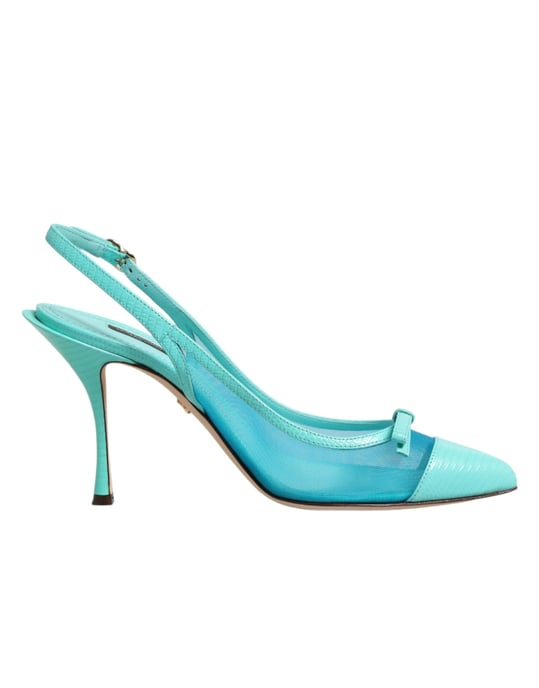 Dolce & Gabbana Blaue Leder-Mesh Slingback-Pumps - Image 2