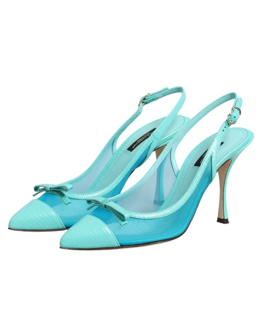 Dolce & Gabbana Blaue Leder-Mesh Slingback-Pumps - Image 5