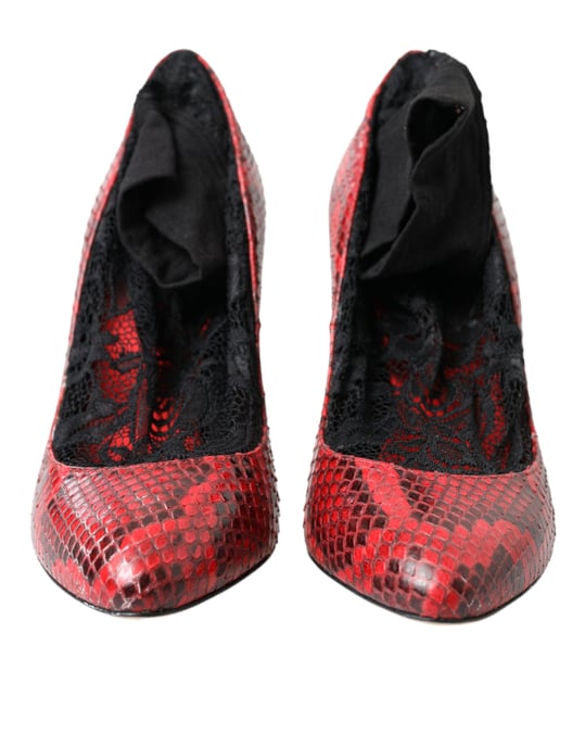 Dolce & Gabbana Rote Ayers Leder Schnürsocken Pumps Schuhe - Image 2