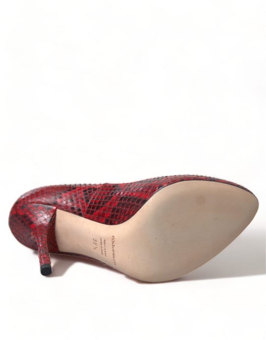 Dolce & Gabbana Rote Ayers Leder Schnürsocken Pumps Schuhe - Image 6