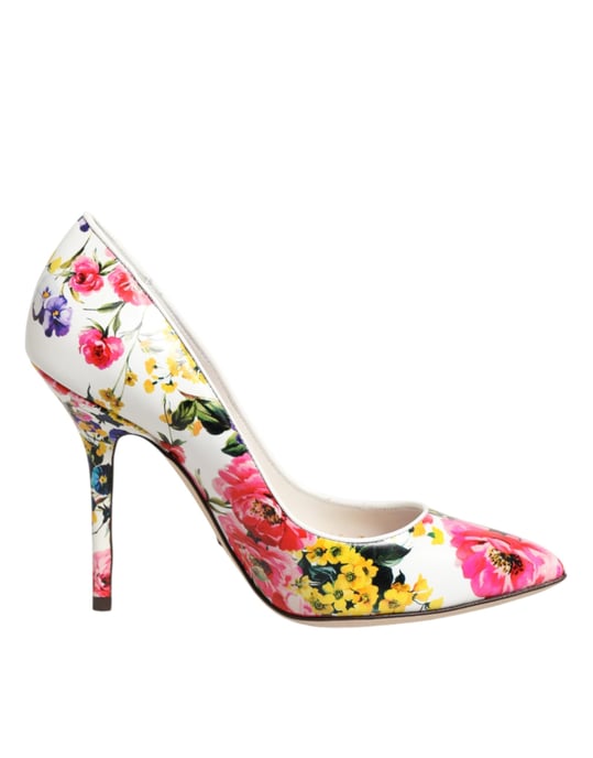 Dolce & Gabbana Weiße Florale Leder High Heels Pumps Schuhe - Image 2
