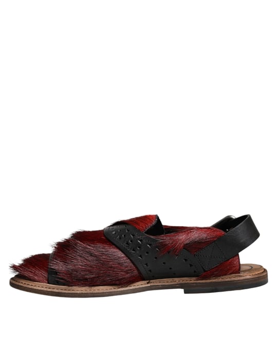 Dolce & Gabbana Schwarze Rote Gazelle Haarleder Sandalen Schuhe - Image 5