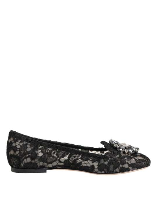Dolce & Gabbana Schwarze Taormina Spitzenkreationen Flache Schuhe - Image 1