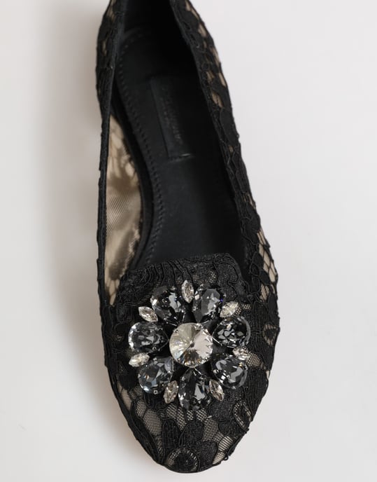 Dolce & Gabbana Schwarze Taormina Spitzenkreationen Flache Schuhe - Image 3