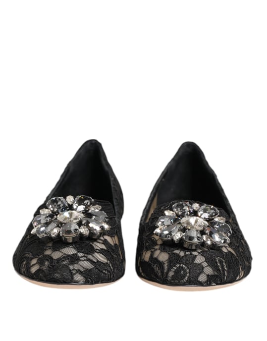 Dolce & Gabbana Schwarze Taormina Spitzenkreationen Flache Schuhe - Image 4