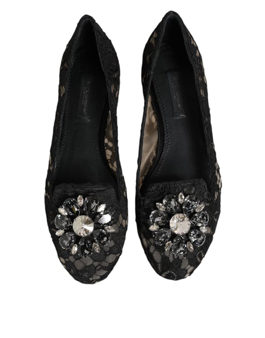 Dolce & Gabbana Schwarze Taormina Spitzenkreationen Flache Schuhe - Image 5