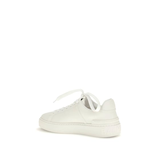 Balmain Weiße Kälberleder Bos Taurus Low Top Sneakers - Image 3