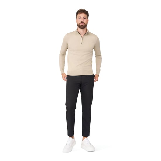 Solution Pullover Simon Zipper Strick Beige - Image 3